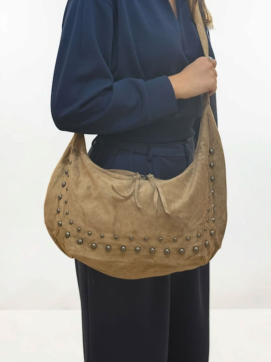 Women's Hobo Bag Suede Beige