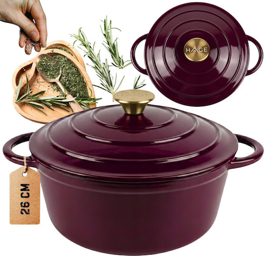 Hage Round Cast Iron Dutch Oven 26cm 5lt