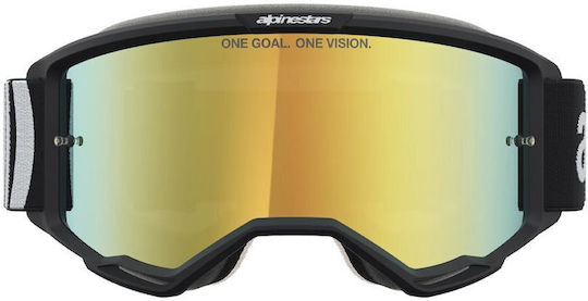 Alpinestars Vision 5 Hone Blk Weiß Mir Spiegel-Gold Motocross-Schutzbrille