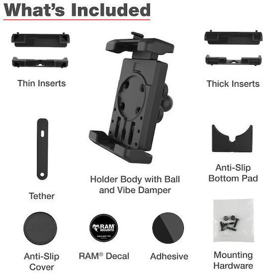 Βαση Κινητου Quick-grip Pro Μπιλια & Αποσβεστηρα Δονησεων Ram-hol-pd7bvu Ram Mounts