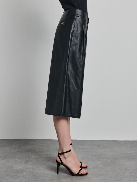 Damen Capri-Lederhose Schwarz