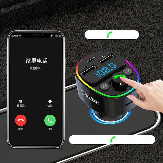 Earldom FM Transmitter Αυτοκινήτου με Bluetooth / USB / Type-C