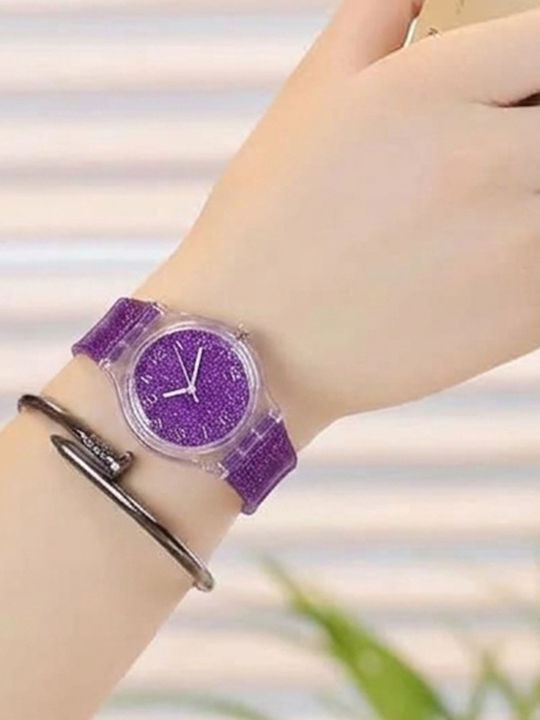 Women's Watch 33mm Battery-Powered with Purple Silicone Strap