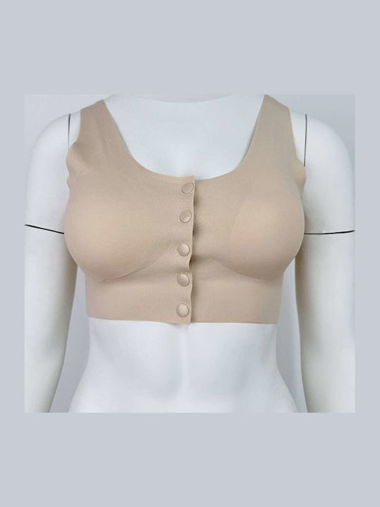 Women's Beige Sports Bra with Removable Padding