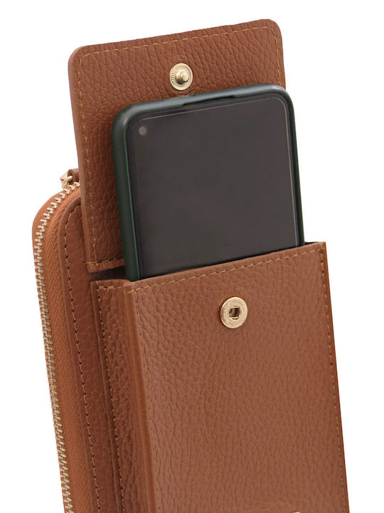Dark Blue Leather Women's Mobile Phone Pouch