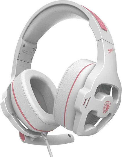 Ppower SA-726 Over Ear Gaming Headset με σύνδεση 2x3.5mm Ροζ για PC
