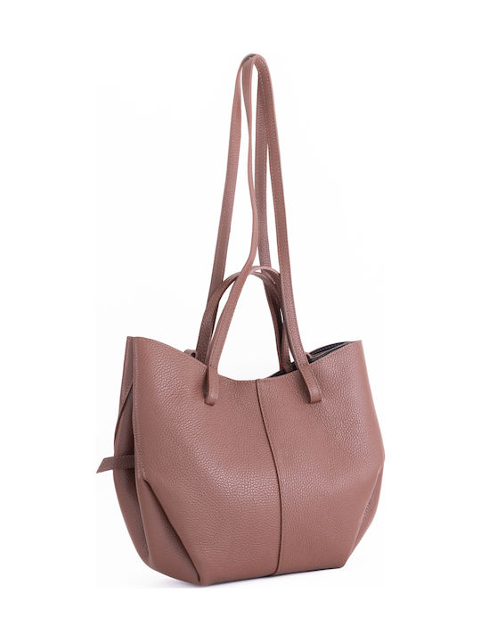 Set Leather Women's Shopper Bag Brown Chocolate