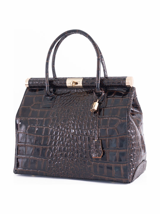 Schwarze Damen-Ledertasche Tote