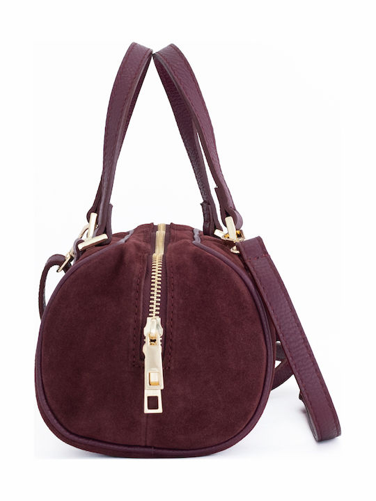 Leather Women's Barrel Bag Burgundy