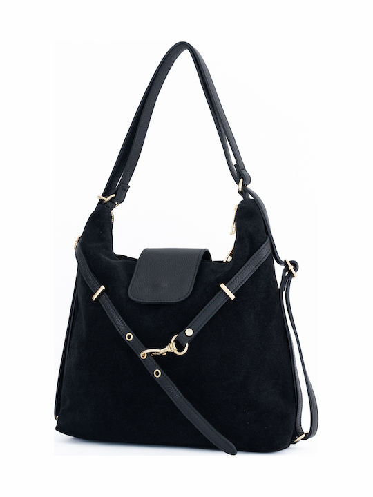 Leather Women's Shoulder Bag / Backpack Black