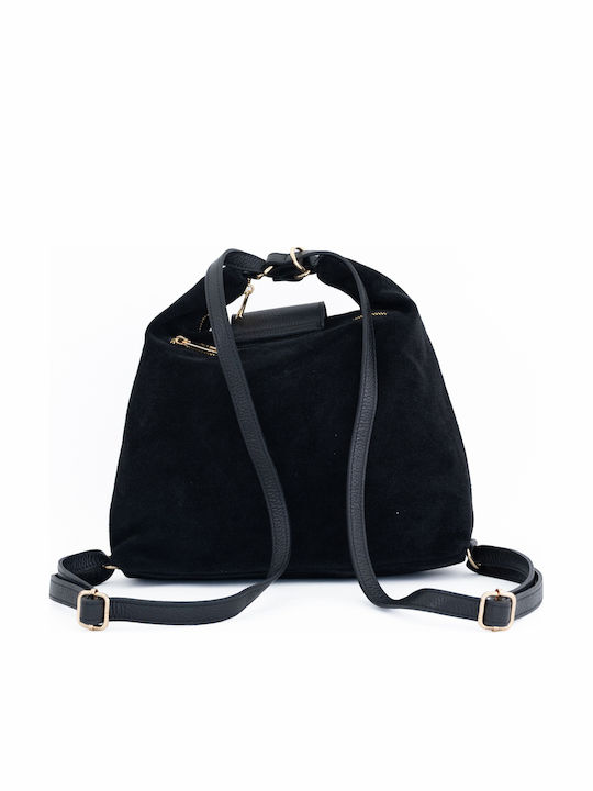 Leather Women's Shoulder Bag / Backpack Black