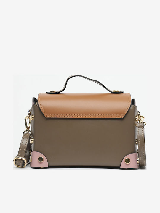 Leather Women's Flap Bag Khaki
