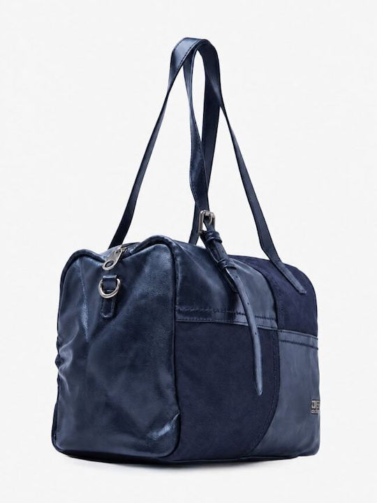 Fabric Women's Tote Bag Suede Dark Blue