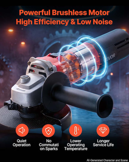 Vevor JMJ1500WBS126HDIM001V2 Τροχός 125mm Ρεύματος 1500W με Ρύθμιση Στροφών