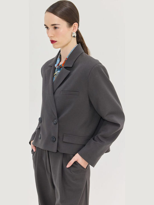 Hemithea Kurzer Damenblazer Grey