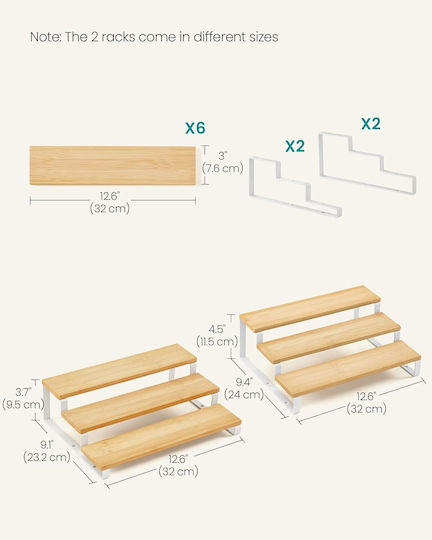 Songmics Tischständer aus Bambus 32 x 25 x 11 cm Weiß
