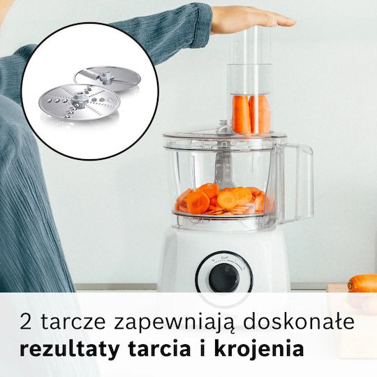 Bosch Multimixer 800 W cu Recipient de 2,3 l și Cană de Blender Albă