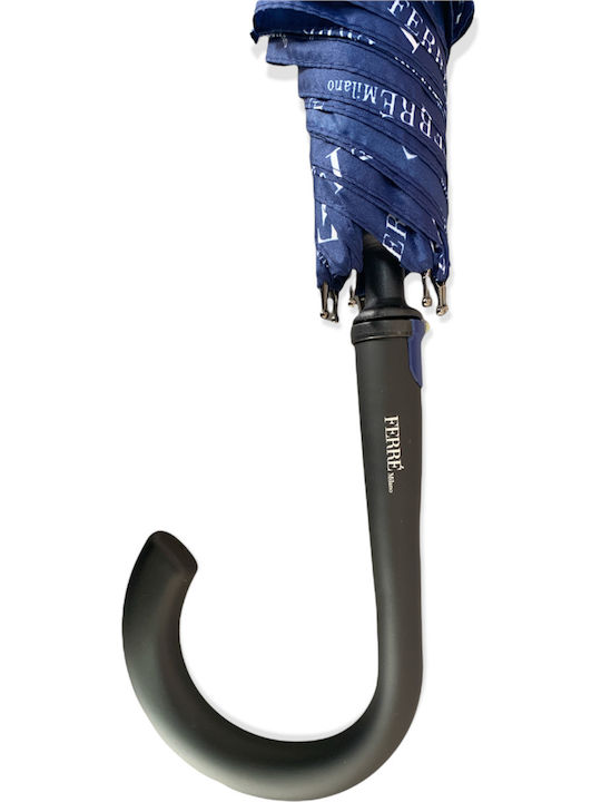 Windproof Automatic Rain Umbrella with Walking Stick Blue