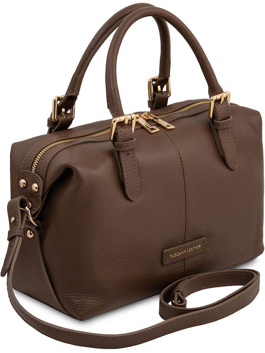 Dark Ash Leather Women's Barrel Bag