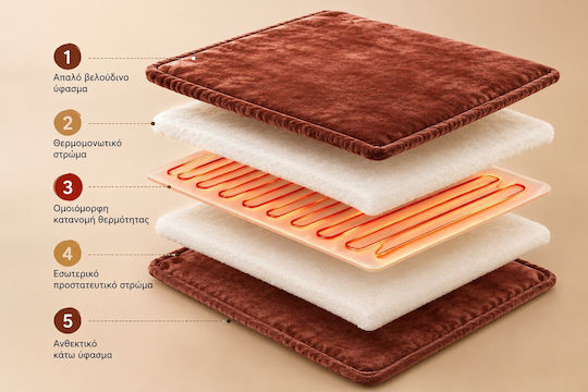 Kraft World TKSH-1 Brown Single Washable Electric Blanket Brown 140W 150x80 cm