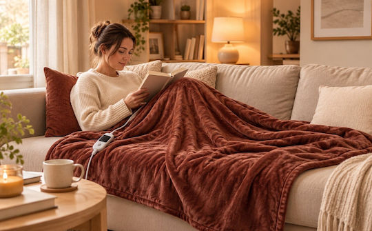 Kraft World TKSH-1 Brown Single Washable Electric Blanket Brown 140W 150x80 cm