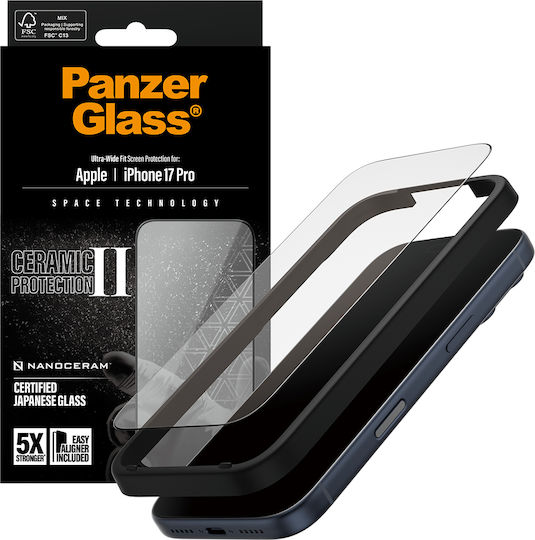 Panzerglass Ceramic Ii Screen Protector Iphone 17 Pro Ultra-wide Fit W Easyaligner
