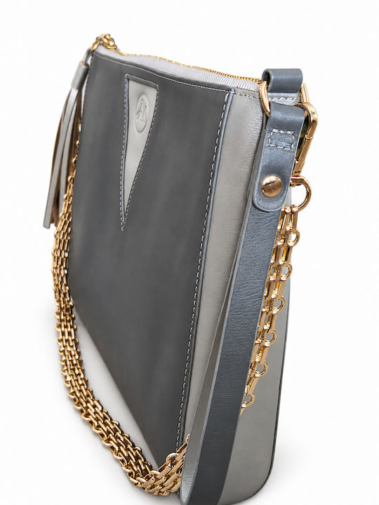 Triangle Geometrische Leder-Clutch für Damen Aschgrau