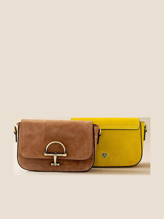 Braune Damen-Clutch aus Leder und Wildleder