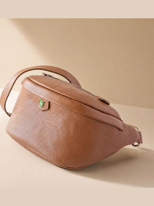 Olivefarbene Damen-Crossbody-Tasche aus Leder