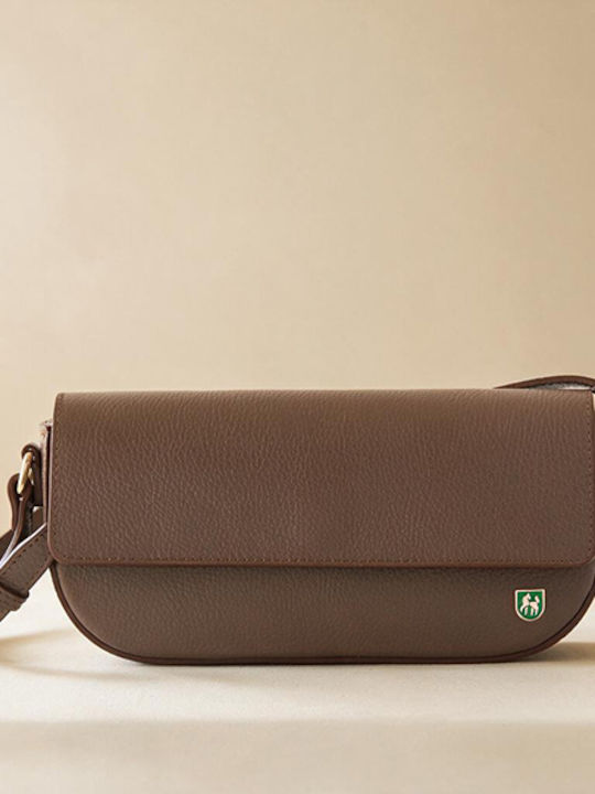Damen-Clutch aus Leder in Olivgrün