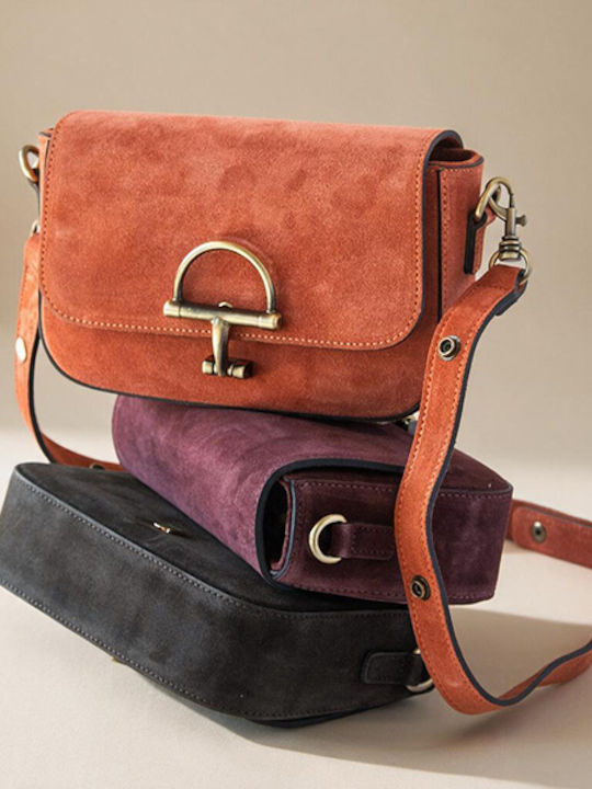 Burgunderfarbene Damen-Clutch aus Wildleder