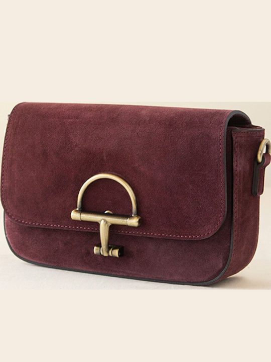 Leder-Clutch für Damen Suede Terracotta