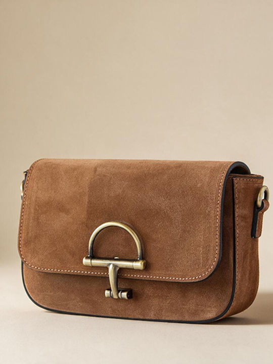 Leder-Clutch für Damen Suede Terracotta