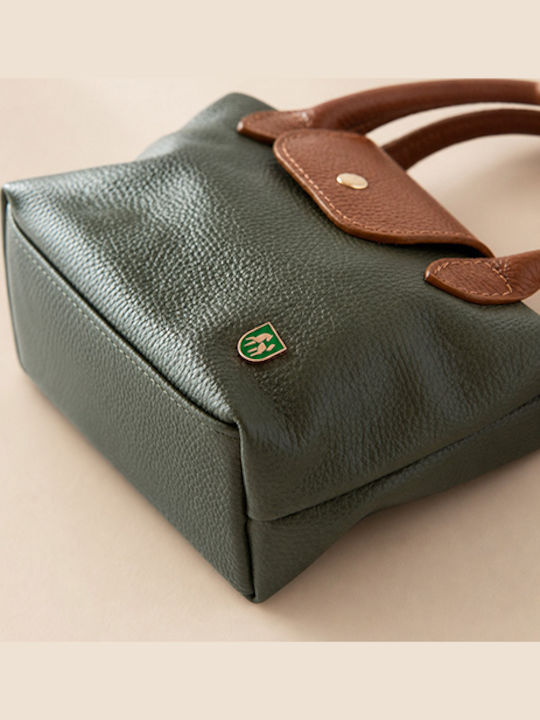 Petite Graue Damen-Ledertasche mit Klappe