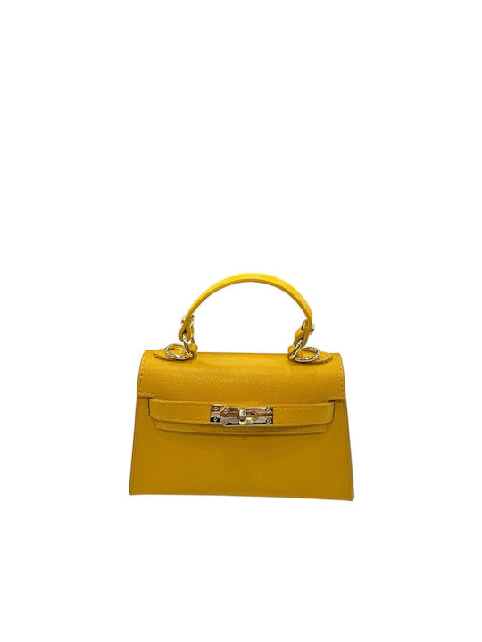 Damen-Flap-Tasche Aus Leder Zitrone
