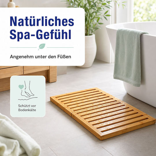 Relaxdays Non-Slip Wooden Bath Mat 10054643 Natural 59.5x39 cm