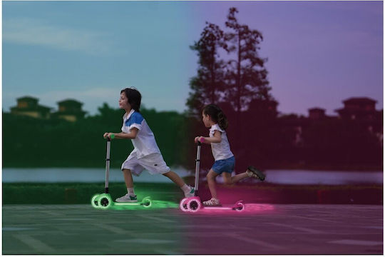 Trotinetă Pliabilă pentru Copii L5 Jelly cu Trei Roți și Iluminare LED pentru Vârsta de 3+ Ani Roz