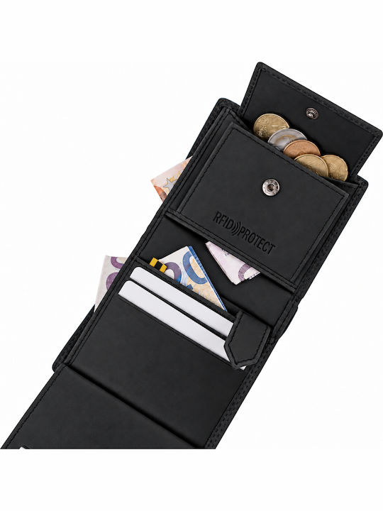 Schwarze Herrenlederbrieftasche mit RFID