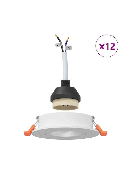 vidaXL Metal Recessed Spot White 9x9 cm 12 pcs