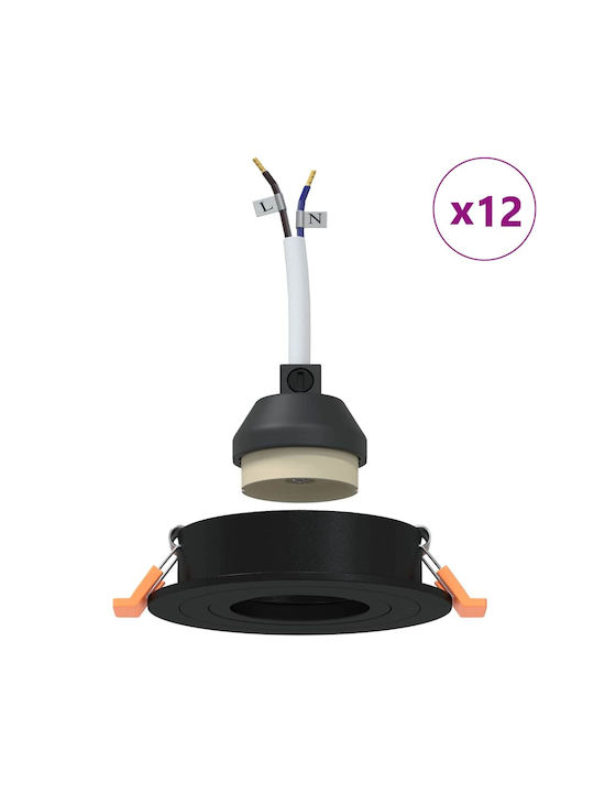 vidaXL Metal Recessed Spot Black 9x9 cm 12 pcs