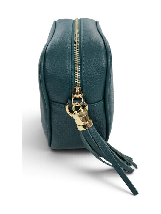 Leather Women's Crossbody Bag Green / Petrol Blue