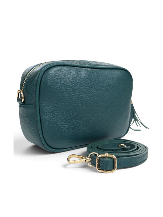 Leather Women's Crossbody Bag Green / Petrol Blue