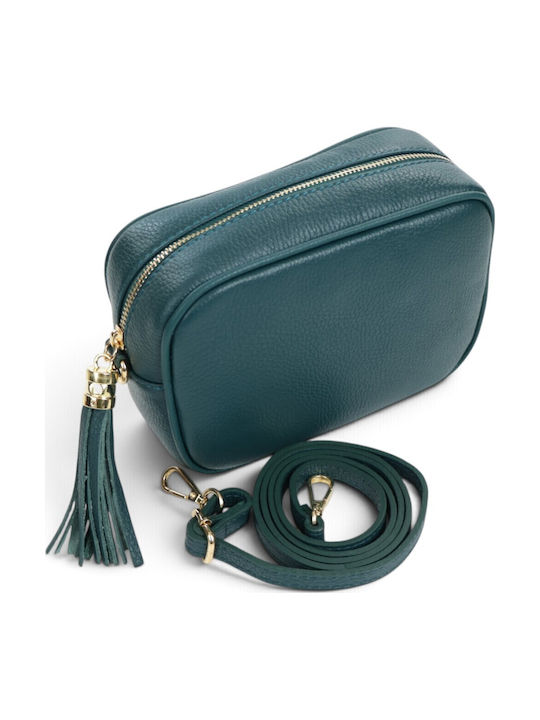Leather Women's Crossbody Bag Green / Petrol Blue