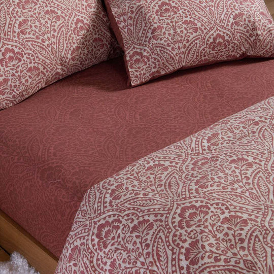 Nef-Nef Homeware Marcel Super-Double Fitted Bed Sheet Set 160x200+32cm Bordeaux (4 pcs)