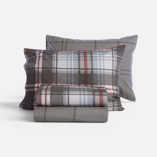 Nef-Nef Homeware Resten Single Flannel Sheet Set 160x260cm Grey (3 pcs)