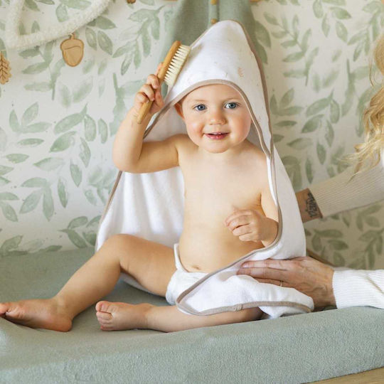 Trois Kilos Sept Baby Hooded Bathrobe White/Beige 70x70 cm