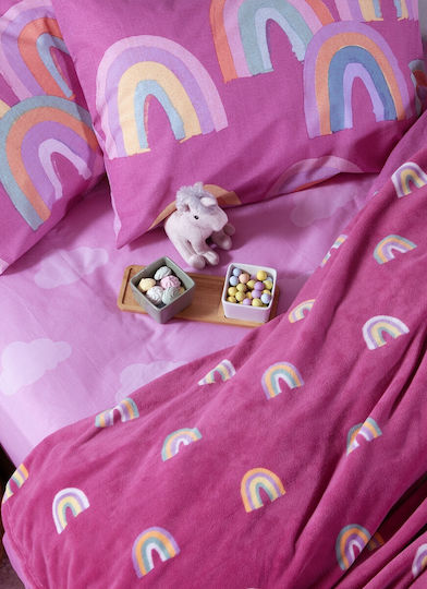 Nef-Nef Homeware Κουβέρτα Βελουτέ Rainbow Fuchsia Fuchsia 220x160εκ.