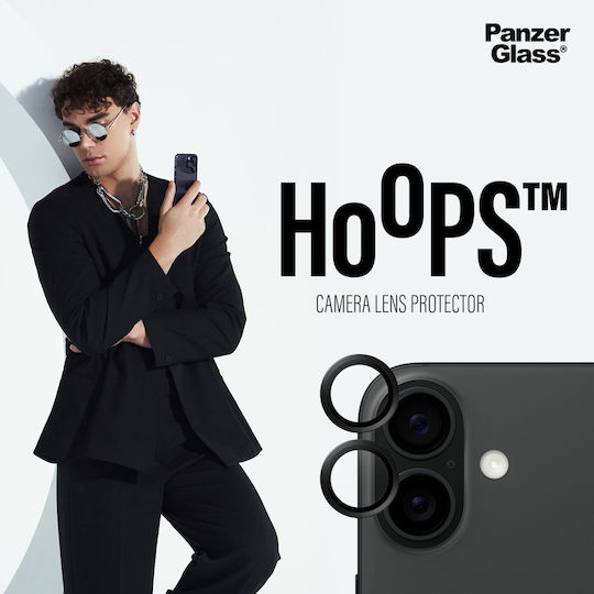 PanzerGlass Hoops Kameraschutz Gehärtetes Glas Black für das iPhone 16, iPhone 16 Plus