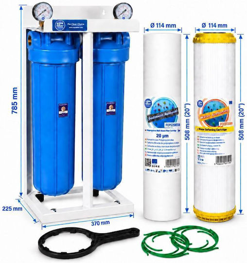 Aqua Filter Doppel-Wasserfilteranlage für den Hauptwasseranschluss mit Ersatzfilter BB202PS20ST