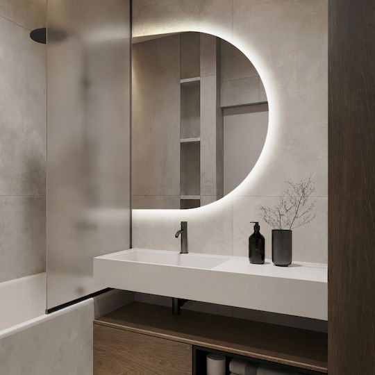 Tulup Oglindă de Perete Arcuită cu Iluminare LED 90x70cm